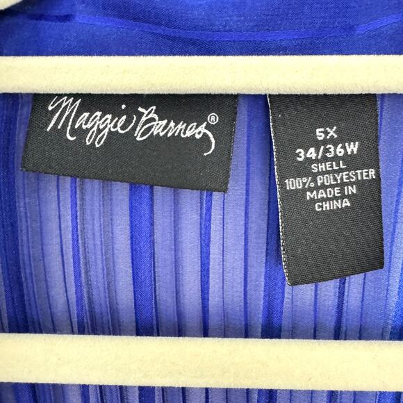 Maggie Barnes Womens Pleated Blouse Tank Set Size 5X Flowy Sheer Classic Blue - Picture 3 of 7